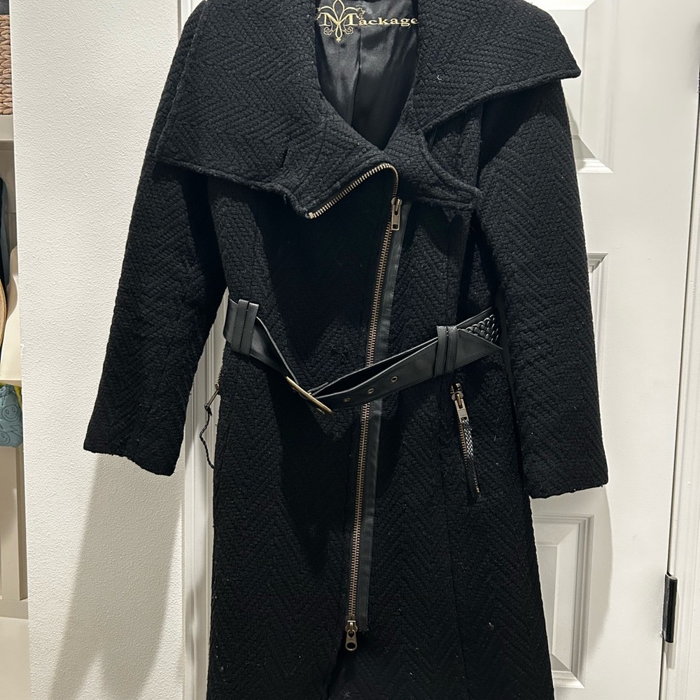 Mackage Women's Black Textured Trench Coat